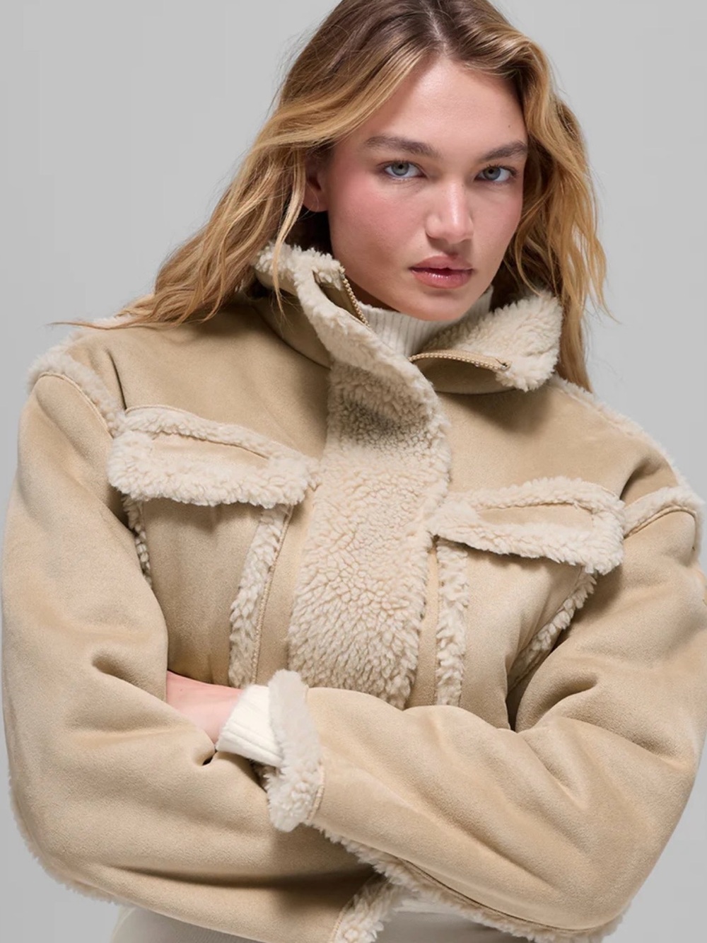 Alo Faux Shearling Snowfall Cropped Jacket